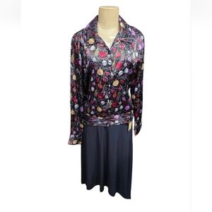 Kathie Lee Multicolor Satin Button Down Shirt